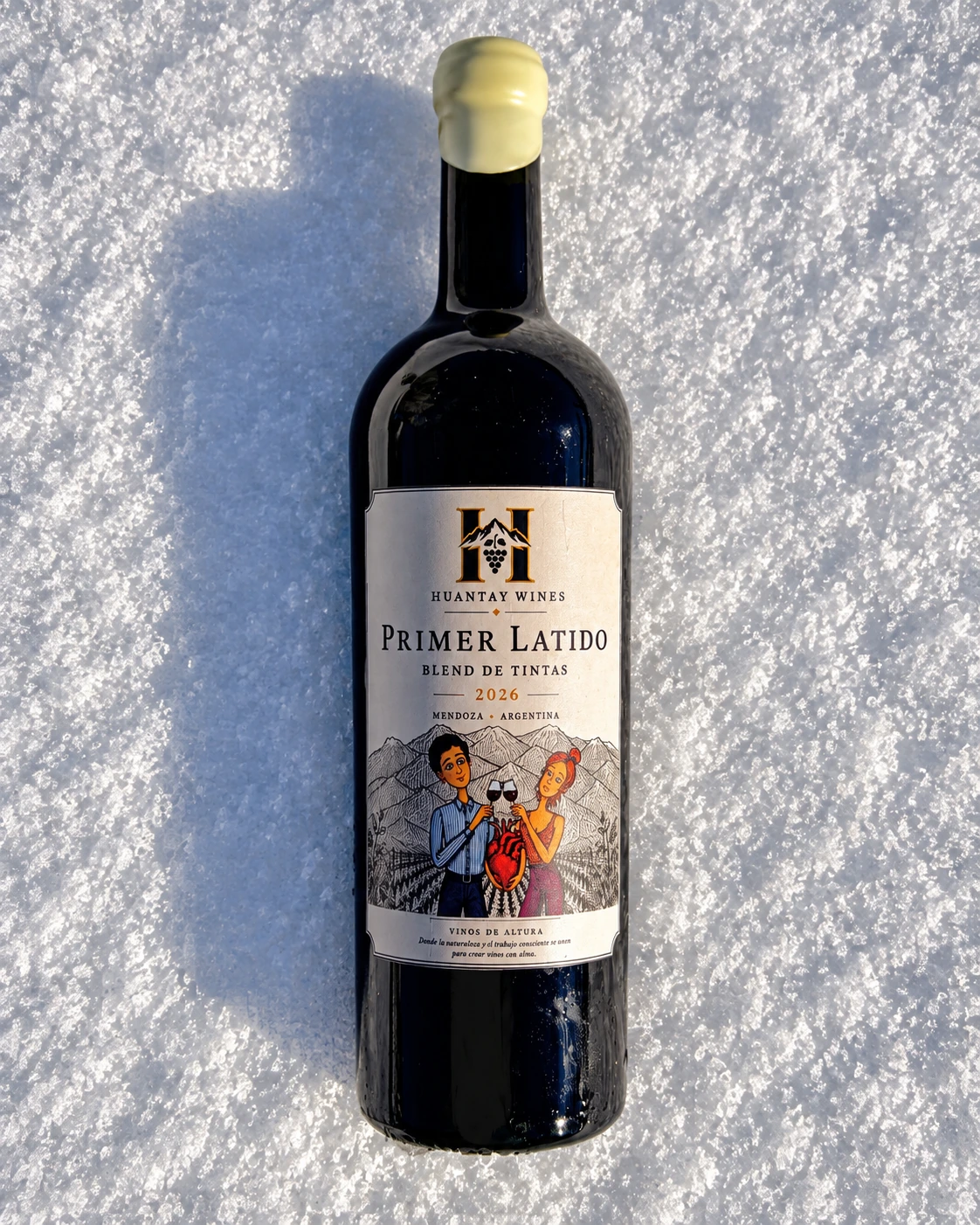 Botella completa de Primer Latido Blend de Tintas sobre la nieve
